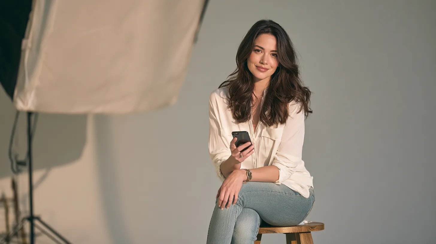 Confident American woman holding a smartphone after sending a personal loan request through Ava Finance