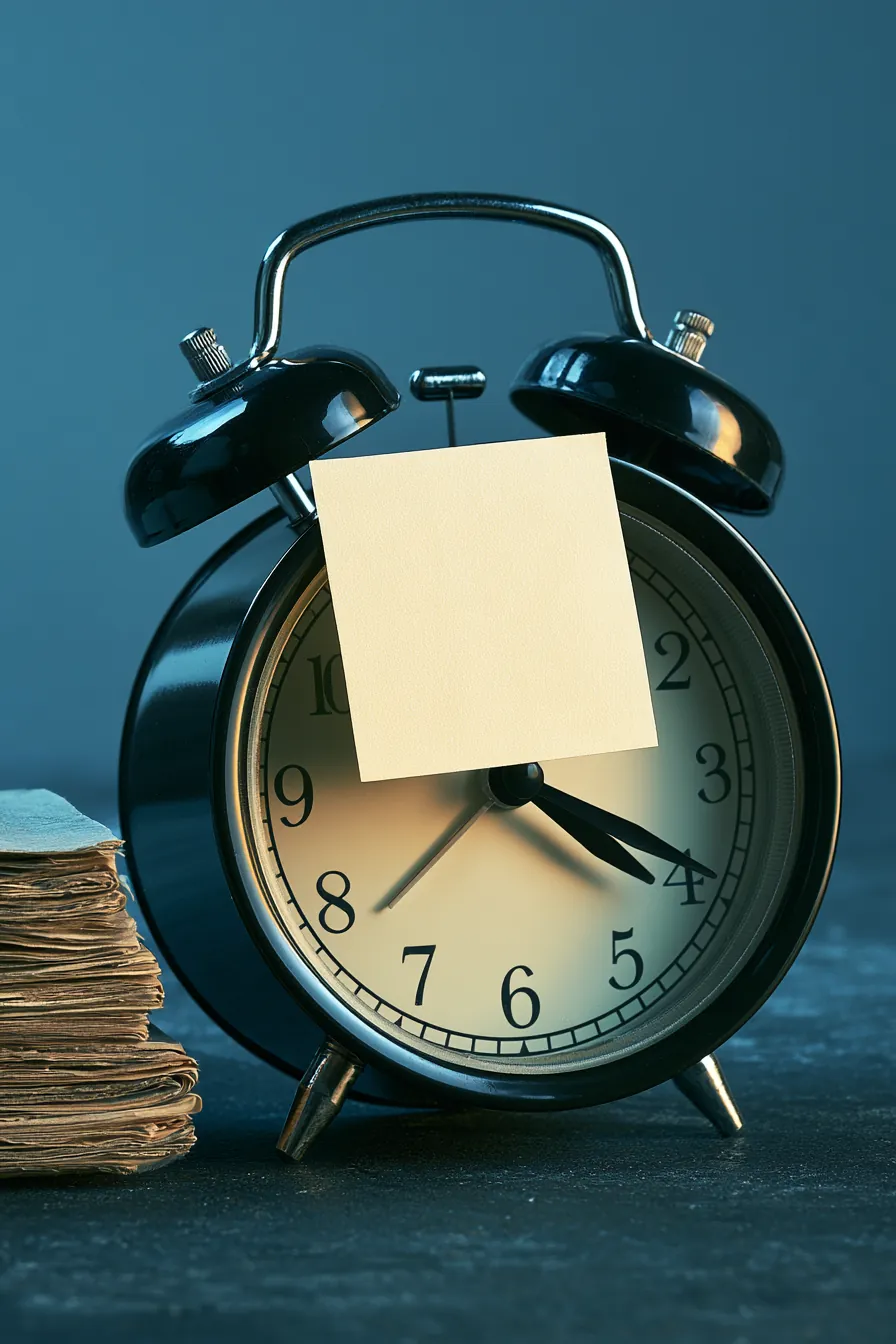 Alarm clock with reminder note for on-time payments while rebuilding a credit score