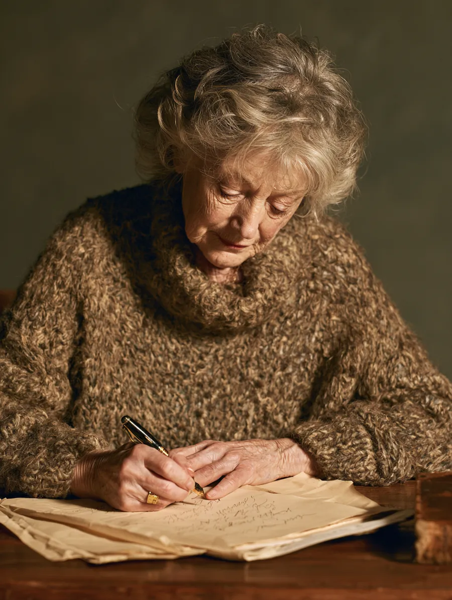 American grandmother signing a personal loan agreement after reading its terms